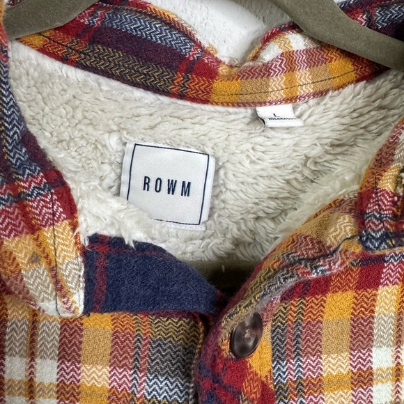 ROWM Men’s Flannel Shirt Jacket Sz L Sherpa Lined Plaid Fall Outdoor Thermal - Picture 2 of 8